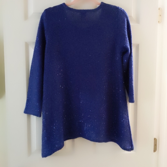 Anne Klein Blue Sequined Sweater Tunic Small - Picture 6 of 14
